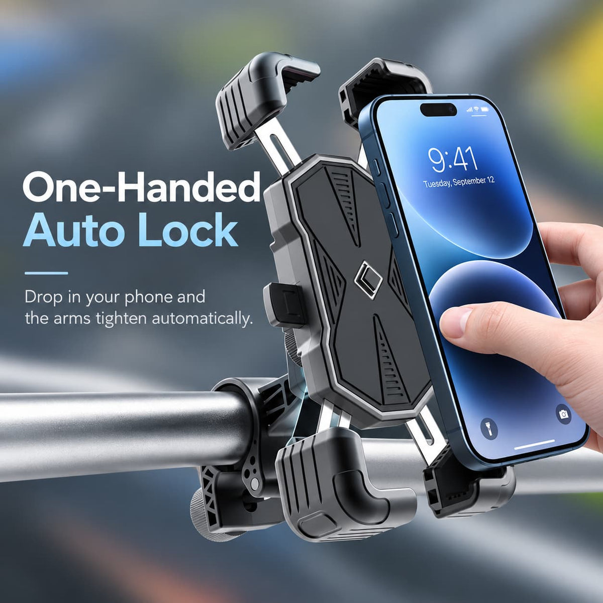 Soporte universal para teléfono en scooter de acero inoxidable