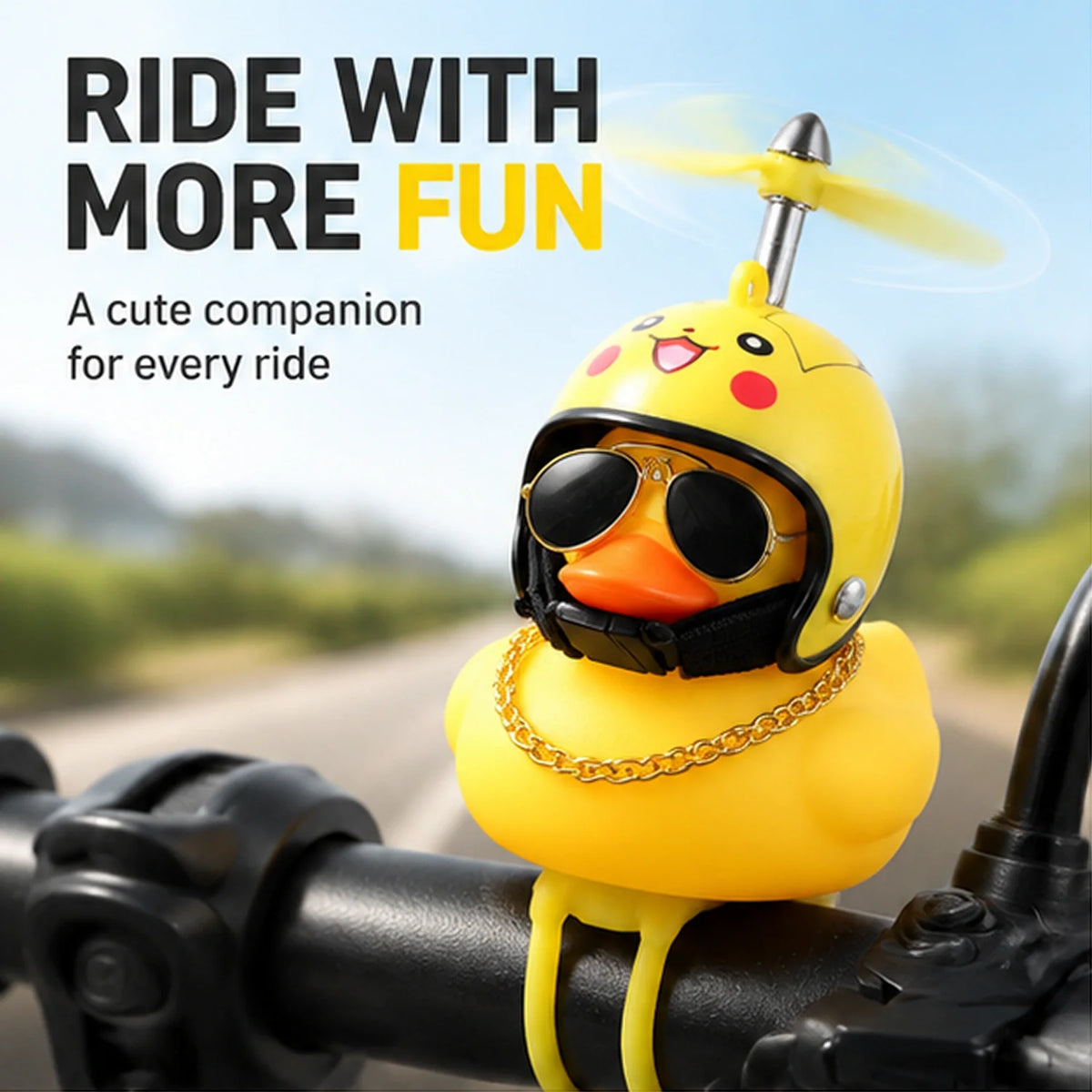 Décoration de guidon pour mini scooter canard avec hélice lumineuse rotative, compatible avec les e-scooters et les vélos