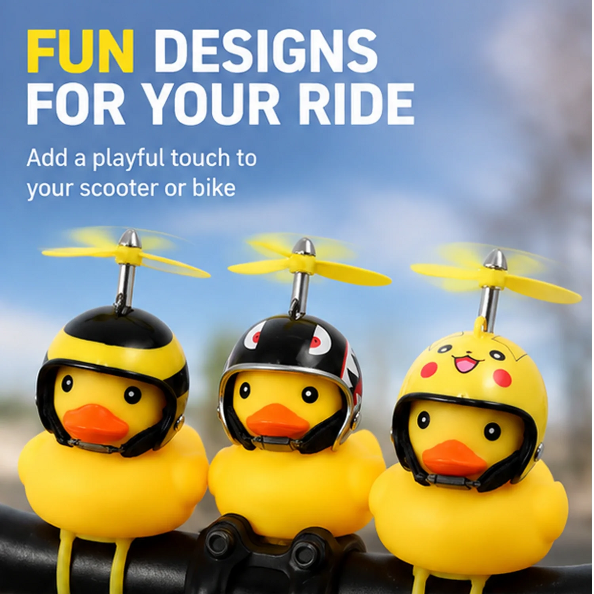 Décoration de guidon pour mini scooter canard avec hélice lumineuse rotative, compatible avec les e-scooters et les vélos