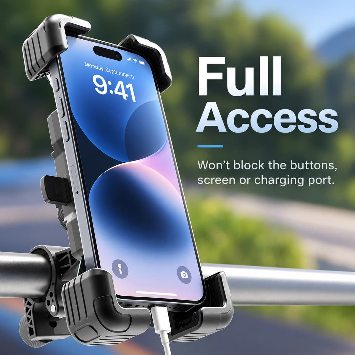 Soporte universal para teléfono en scooter de acero inoxidable